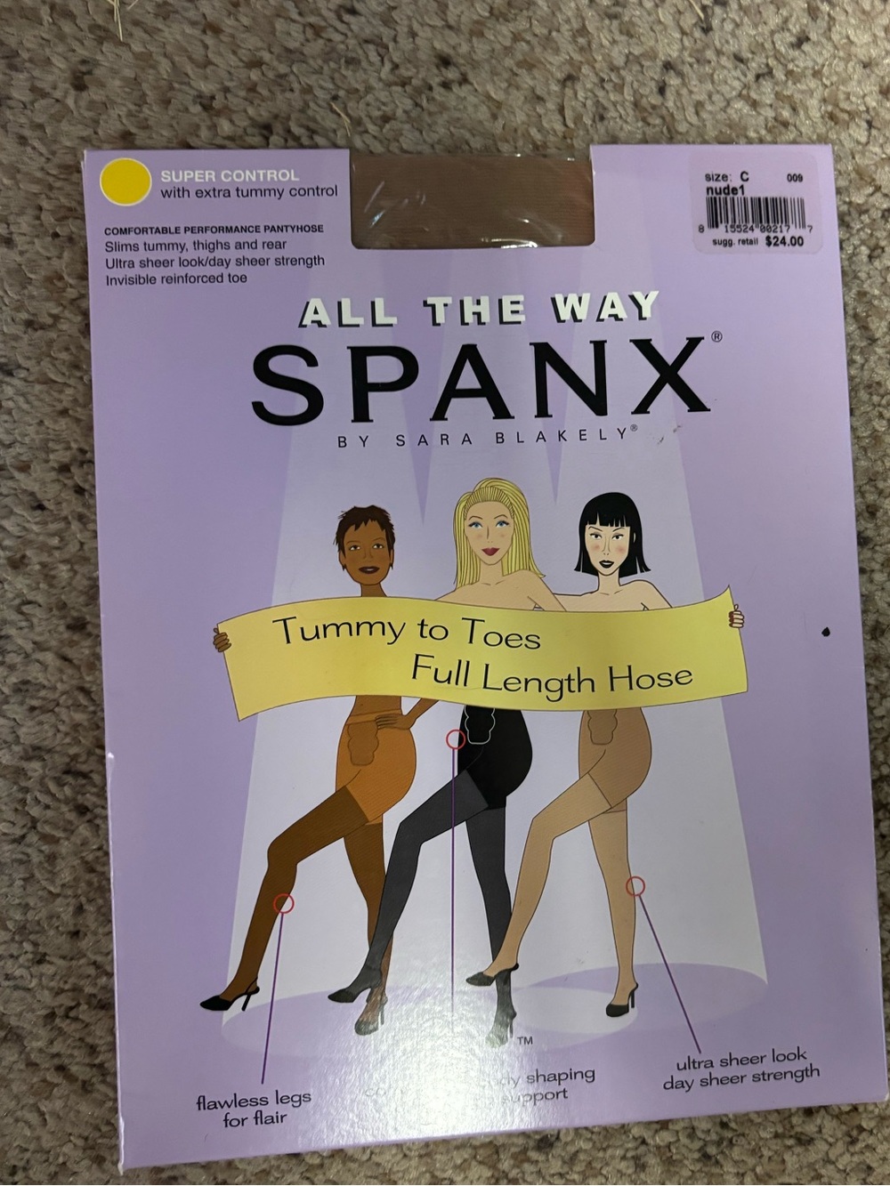 SPANX All The Way Hose Size C NUDE Tummy to Toes Full length Super Control NEW